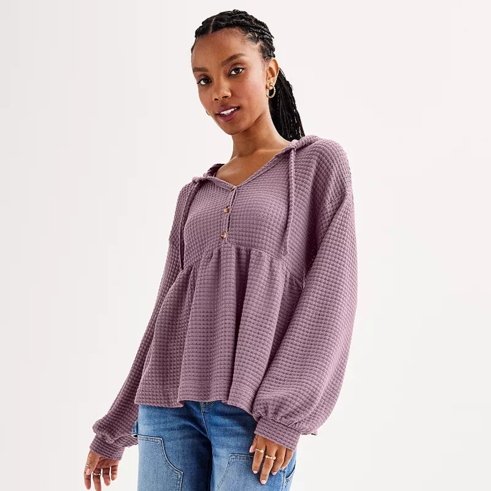 SO® Peplum Henley Hoodie